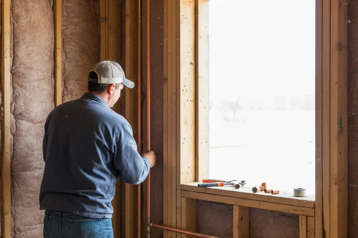 Licensed plumber running new copper supply lines in a Lagrange home